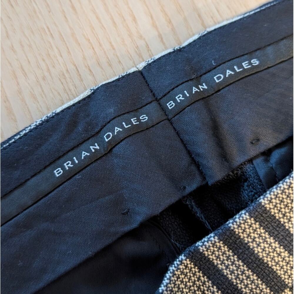 Brian Dales Pants Womens IT 44/M Black/Cream Check Plaid Wool Mid-rise Chino NWT - Picture 4 of 12
